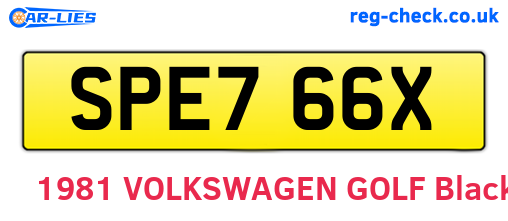 SPE766X are the vehicle registration plates.