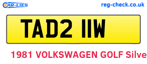 TAD211W are the vehicle registration plates.