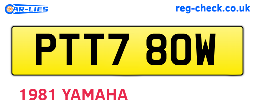 PTT780W are the vehicle registration plates.