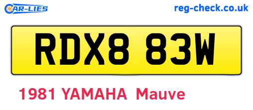 RDX883W are the vehicle registration plates.