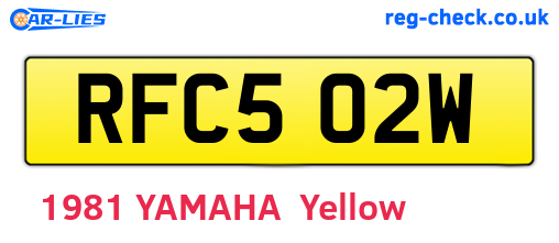 RFC502W are the vehicle registration plates.