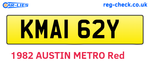 KMA162Y are the vehicle registration plates.