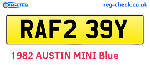 RAF239Y are the vehicle registration plates.