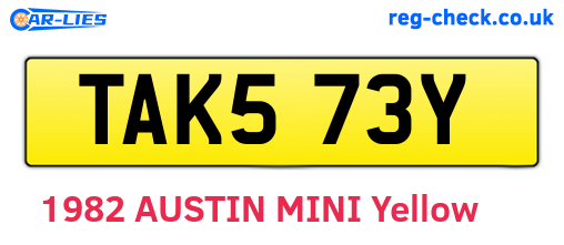 TAK573Y are the vehicle registration plates.