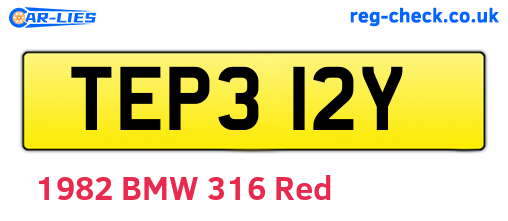 TEP312Y are the vehicle registration plates.