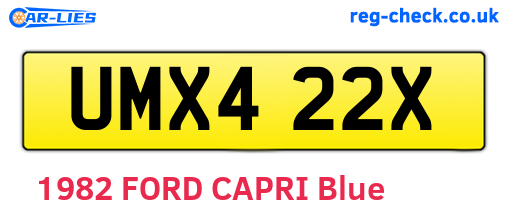 UMX422X are the vehicle registration plates.