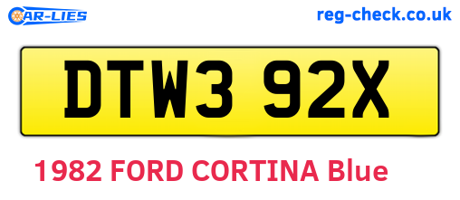 DTW392X are the vehicle registration plates.