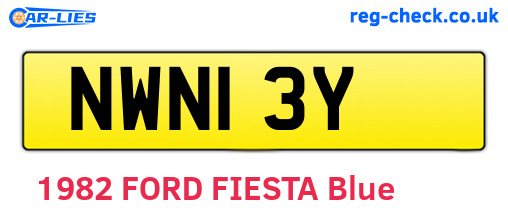 NWN13Y are the vehicle registration plates.