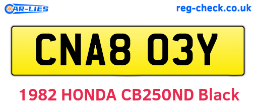 CNA803Y are the vehicle registration plates.