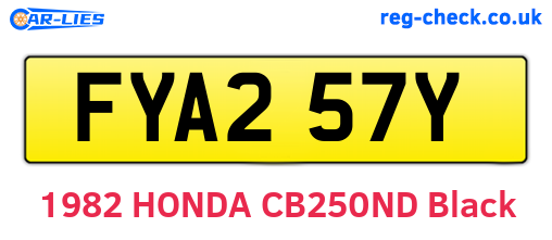 FYA257Y are the vehicle registration plates.