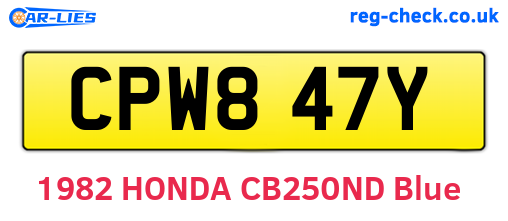 CPW847Y are the vehicle registration plates.