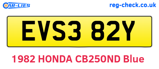 EVS382Y are the vehicle registration plates.