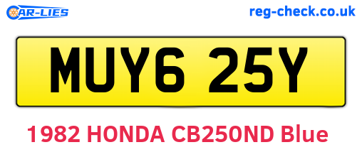 MUY625Y are the vehicle registration plates.