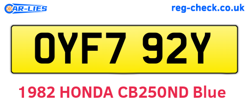 OYF792Y are the vehicle registration plates.