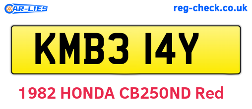 KMB314Y are the vehicle registration plates.