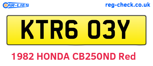 KTR603Y are the vehicle registration plates.