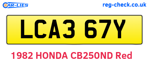 LCA367Y are the vehicle registration plates.