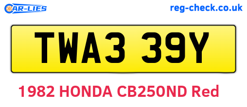 TWA339Y are the vehicle registration plates.