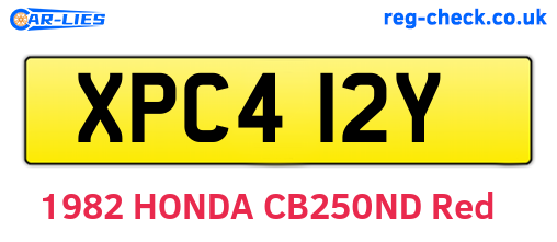 XPC412Y are the vehicle registration plates.