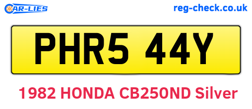 PHR544Y are the vehicle registration plates.