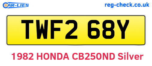 TWF268Y are the vehicle registration plates.