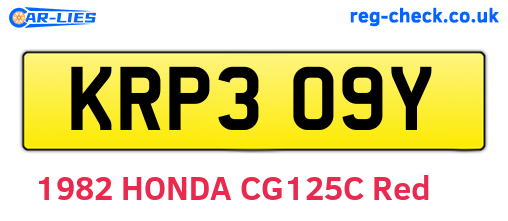 KRP309Y are the vehicle registration plates.