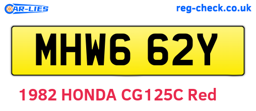 MHW662Y are the vehicle registration plates.