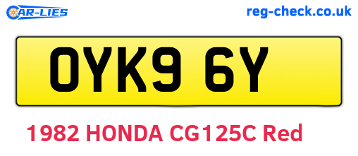 OYK96Y are the vehicle registration plates.