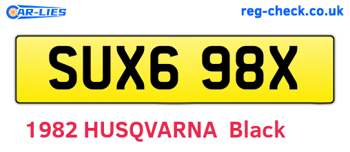 SUX698X are the vehicle registration plates.