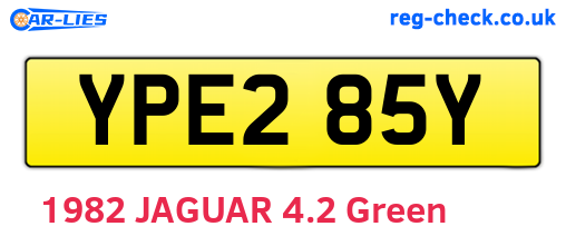 YPE285Y are the vehicle registration plates.
