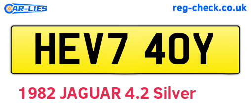 HEV740Y are the vehicle registration plates.