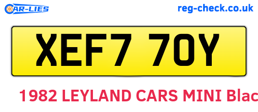 XEF770Y are the vehicle registration plates.