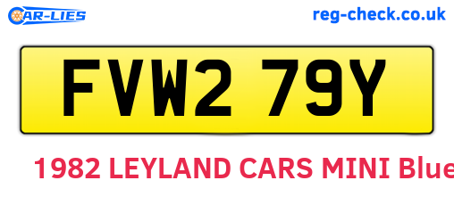 FVW279Y are the vehicle registration plates.