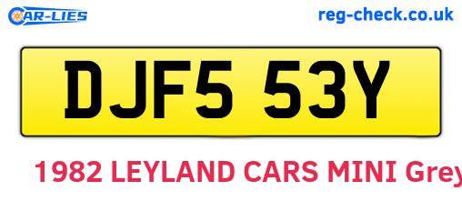 DJF553Y are the vehicle registration plates.