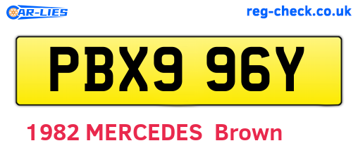 PBX996Y are the vehicle registration plates.