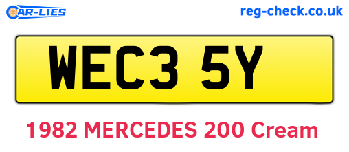 WEC35Y are the vehicle registration plates.
