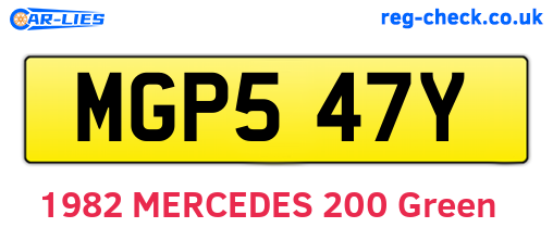 MGP547Y are the vehicle registration plates.
