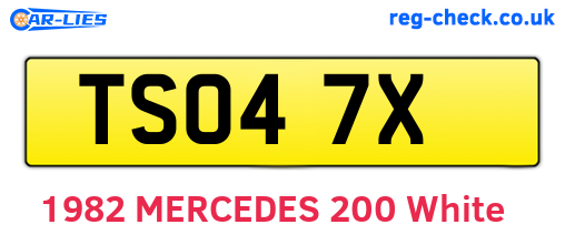 TSO47X are the vehicle registration plates.