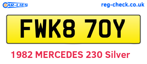 FWK870Y are the vehicle registration plates.