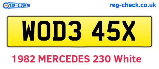 WOD345X are the vehicle registration plates.