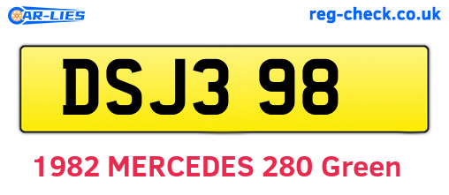 DSJ398 are the vehicle registration plates.