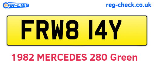 FRW814Y are the vehicle registration plates.