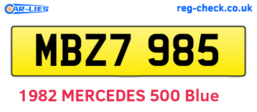 MBZ7985 are the vehicle registration plates.