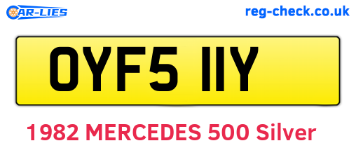 OYF511Y are the vehicle registration plates.
