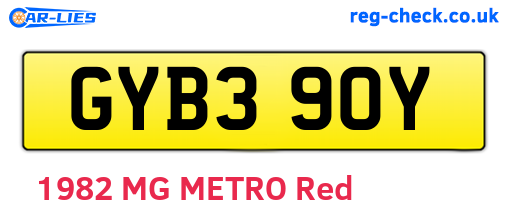 GYB390Y are the vehicle registration plates.