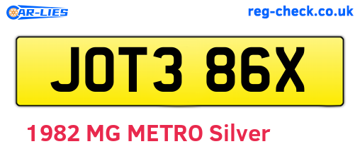 JOT386X are the vehicle registration plates.
