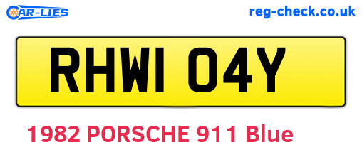 RHW104Y are the vehicle registration plates.