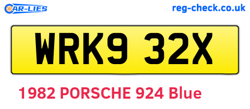 WRK932X are the vehicle registration plates.