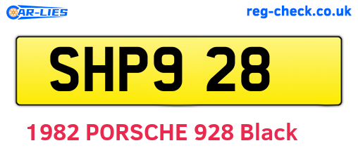 SHP928 are the vehicle registration plates.