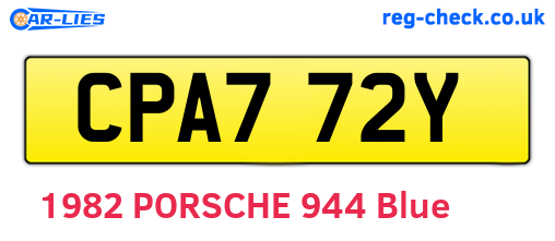CPA772Y are the vehicle registration plates.